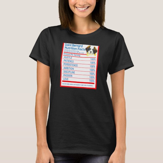 Saint Bernard Hund aveln Owner Funny Nutrition Fac T Shirt (Framsida)