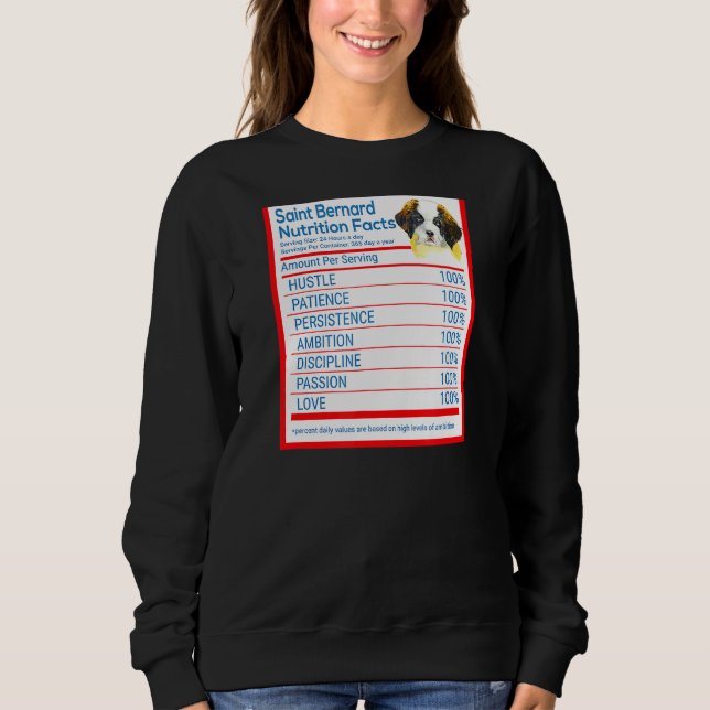 Saint Bernard Hund aveln Owner Funny Nutrition Fac T Shirt (Framsida)