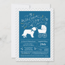 Saint Bernard Hund Baby Shower Boy Blue