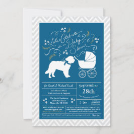 Saint Bernard Hund Baby Shower Boy Blue Inbjudningar