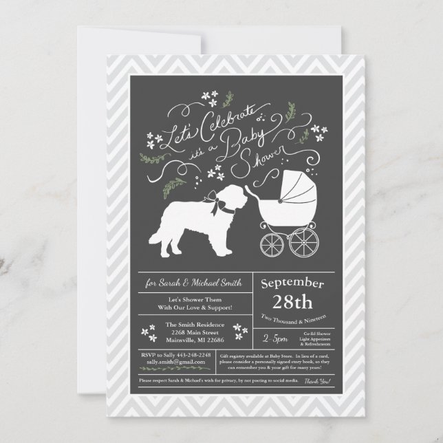 Saint Bernard Hund Baby Shower Gender Neutral Inbjudningar (Framsida)