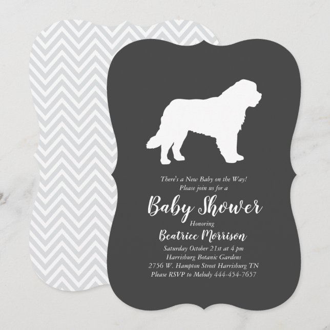 Saint Bernard Hund Baby Shower Gender Neutral Inbjudningar (Fram/baksida)