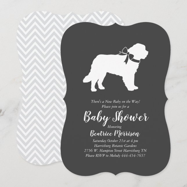 Saint Bernard Hund Baby Shower Gender Neutral Inbjudningar (Fram/baksida)