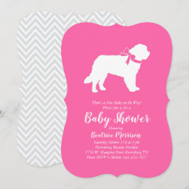 Saint Bernard Hund Baby Shower Girl Rosa Inbjudningar