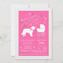 Saint Bernard Hund Baby Shower Girl Rosa
