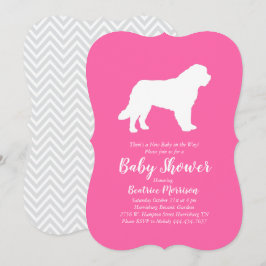 Saint Bernard Hund Baby Shower Girl Rosa Inbjudningar