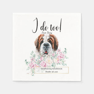 Saint Bernard Hund Bröllop Cocktail Napkins Pappersservett