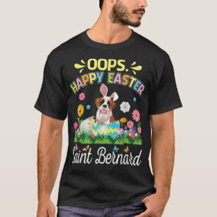 Saint Bernard Hund Bunny Costume Play Flower Egg H T Shirt