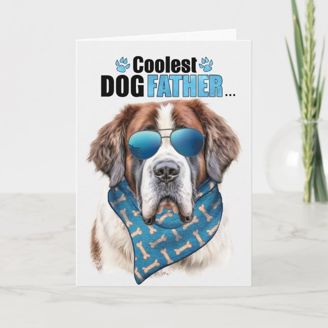 Saint Bernard Hund Coolest Pappa Fars dag Helgkort (Framsida)