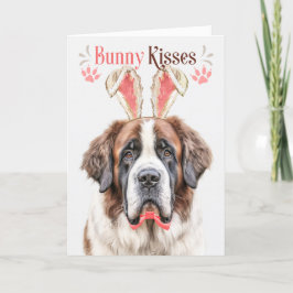 Saint Bernard Hund i Bunny Öron för Påsk Helgkort