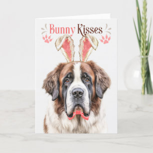 Saint Bernard Hund i Bunny Öron för Påsk Helgkort