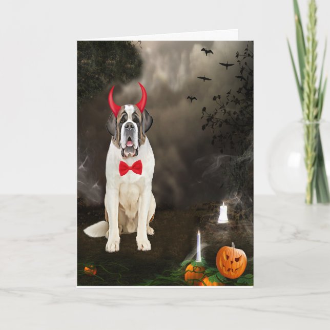 Saint Bernard Hund i Halloween Kostym  Kort (Framsida)