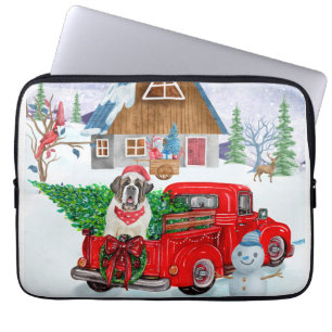 Saint Bernard Hund i julleveransen Lastbil Snö Laptop Fodral