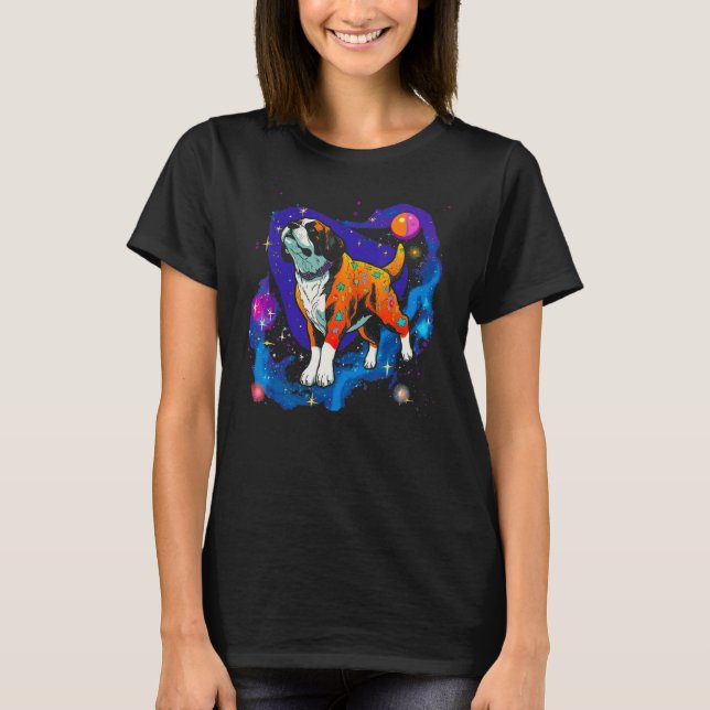 Saint Bernard Hund i rymden T Shirt (Framsida)
