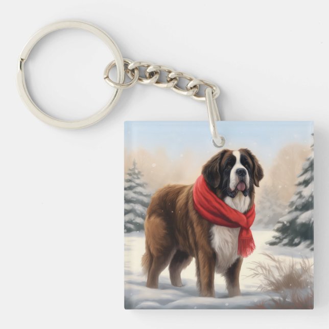 Saint Bernard Hund i Snö Jul (Framsidan)