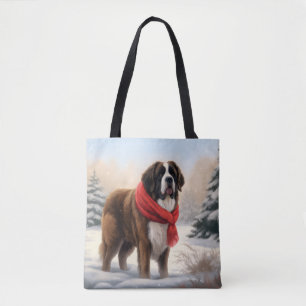 Saint Bernard Hund i Snö Jul Tygkasse