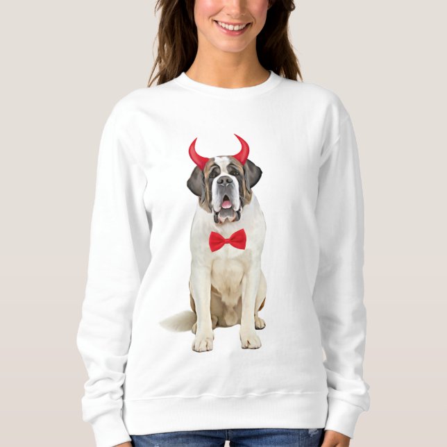 Saint Bernard Hund in Halloween T Shirt (Framsida)