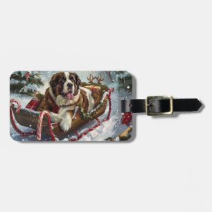 Saint Bernard Hund Jul Festiv Bagagebricka