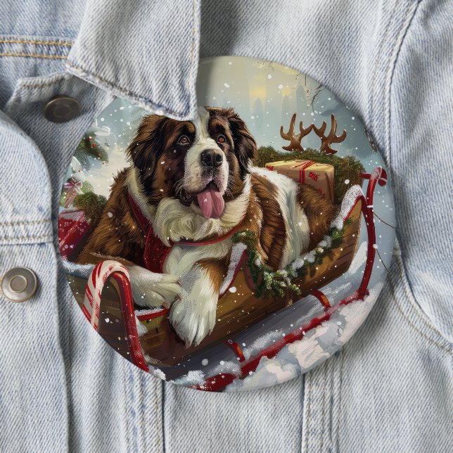 Saint Bernard Hund Jul Festiv Knapp (In Situ)