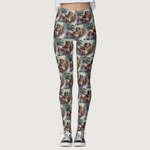 Saint Bernard Hund Jul Festiv Leggings