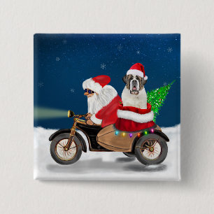 Saint Bernard Hund jul Jultomten Knapp