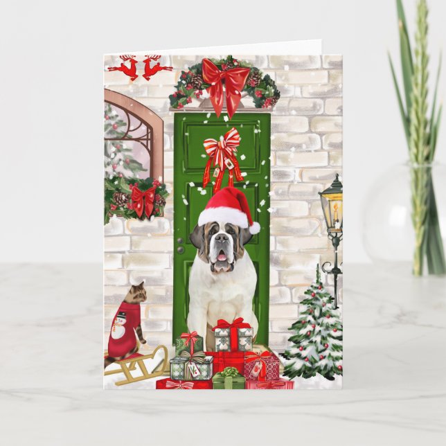 Saint Bernard Hund Jul  Kort (Framsida)
