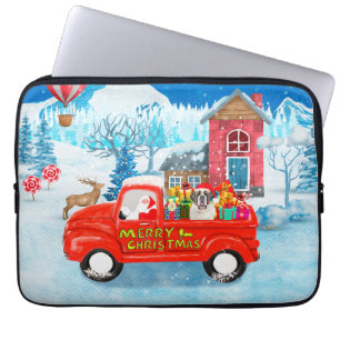 Saint Bernard Hund jul-leverans Lastbil Snö Laptop Fodral