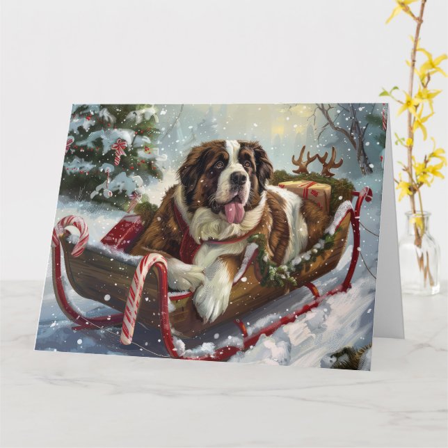 Saint Bernard Hund julfesten Kort (Gul blomma)