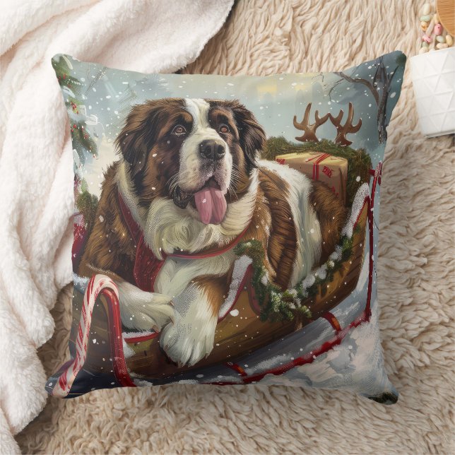Saint Bernard Hund julfesten Kudde (Filt)