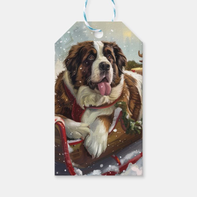 Saint Bernard Hund julfesten Presentetikett (Framsidan)