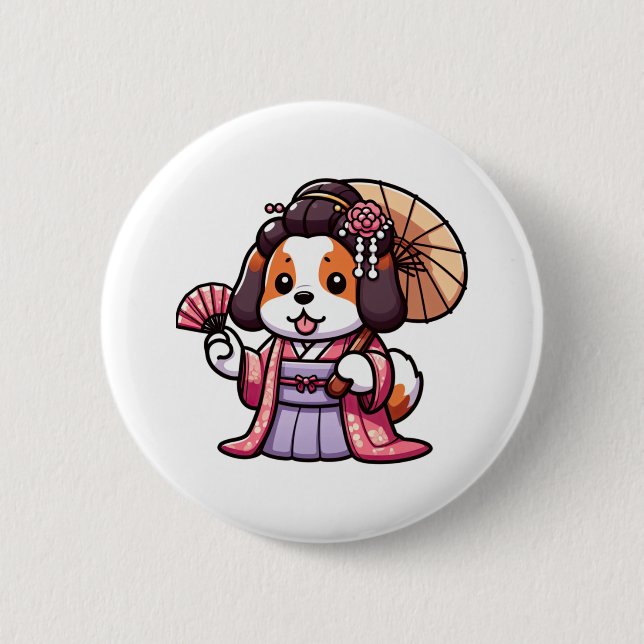 Saint Bernard Hund Kimono Knapp (Framsida)