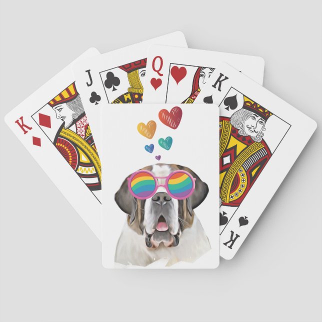 Saint Bernard Hund med Hearts Valentindagen Casinokort (Baksidan)