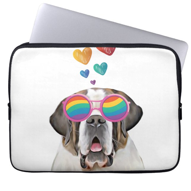 Saint Bernard Hund med Hearts Valentindagen Laptop Fodral (Framsidan)