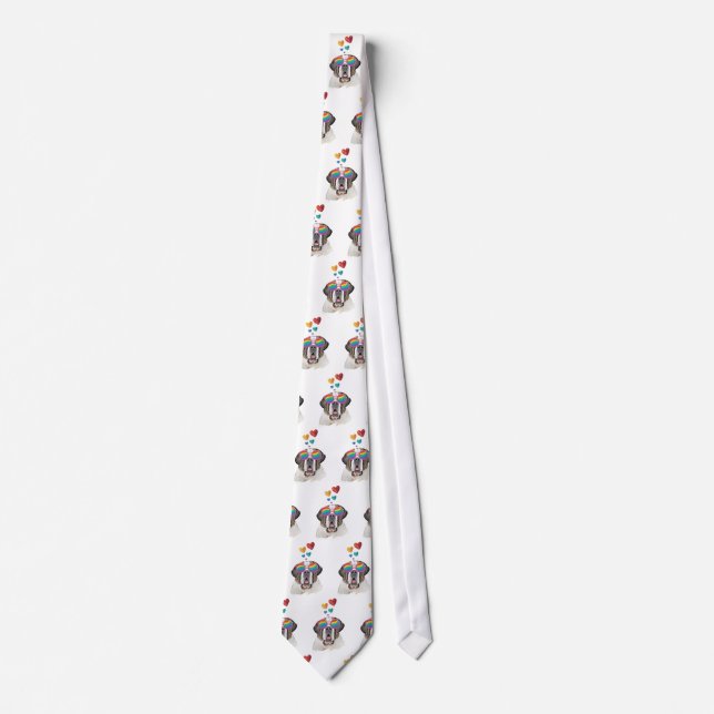 Saint Bernard Hund med Hearts Valentindagen Slips (Framsida)