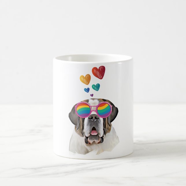 Saint Bernard Hund med Hjärtan Alla Hjärtans Dag Kaffemugg (Center)