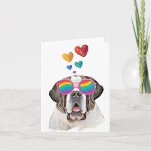 Saint Bernard Hund med Hjärtan Alla Hjärtans Dag Kort