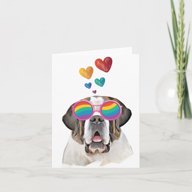 Saint Bernard Hund med Hjärtan Alla Hjärtans Dag Kort (Framsida)
