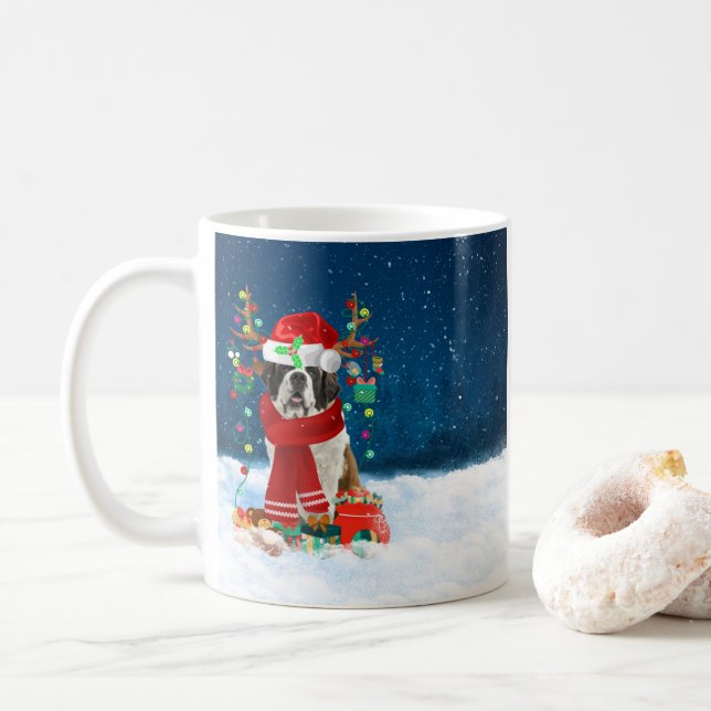 Saint Bernard hund med julklappar Throw Pillo Kaffemugg (Med munk)