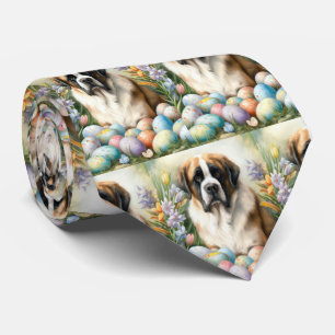 Saint Bernard Hund med Påskägg Helgdag Slips