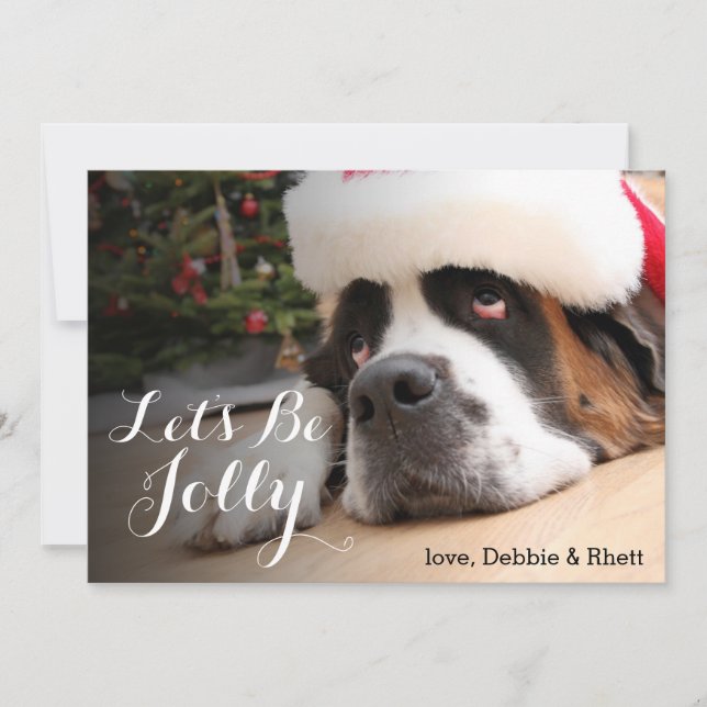 Saint Bernard hund med Santa Hat Julkort (Framsida)