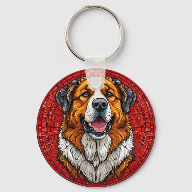 Saint Bernard hund Nyckelring (Framsida)