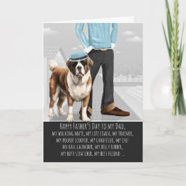 Saint Bernard Hund och Pappa Rolig Fars Dag Helgkort