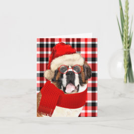 Saint Bernard Hund och Red Play jul Helgkort