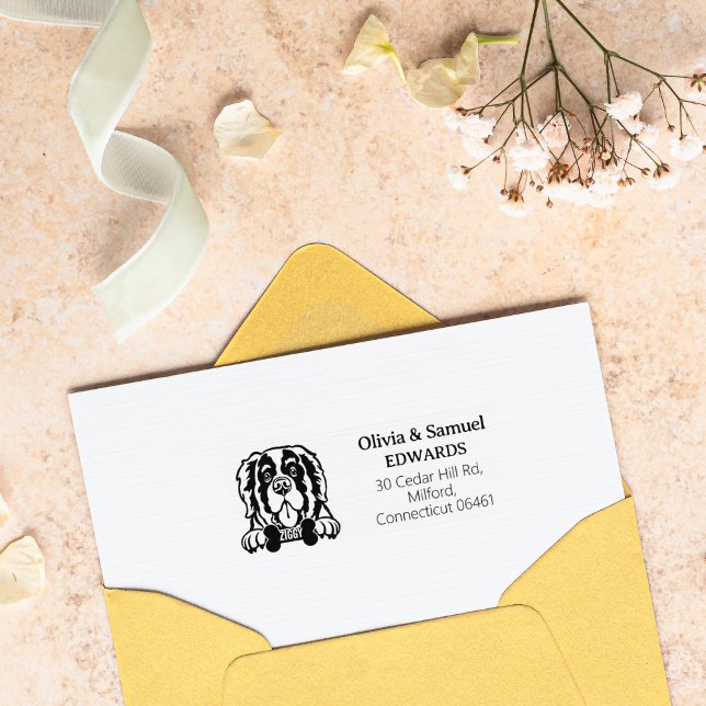 Saint Bernard Hund Returadress Stämpel (Skapare uppladdad)