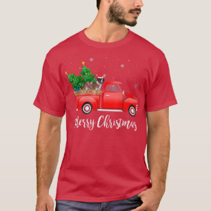 Saint Bernard Hund Riding Red Lastbil jul T Shirt