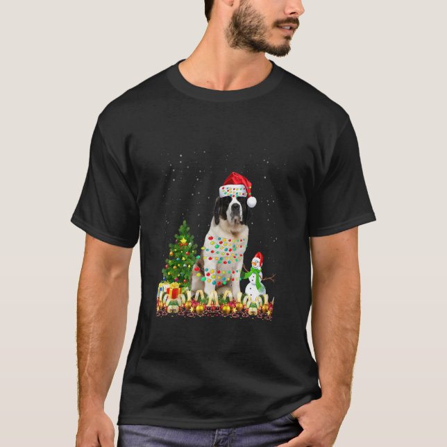 Saint Bernard Hund Santa Hat jul Hund Light Tr T Shirt (Framsida)