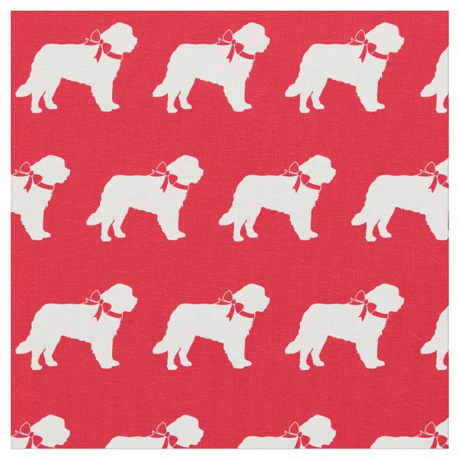 Saint Bernard Hund Silhouette Pet Red Tyg (Närbild)