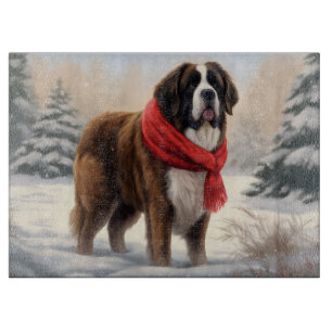 Saint Bernard Hund under julen i Snö