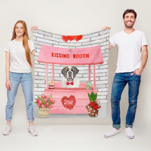Saint Bernard Hund Valentindagen Kissing Booth Fleecefilt