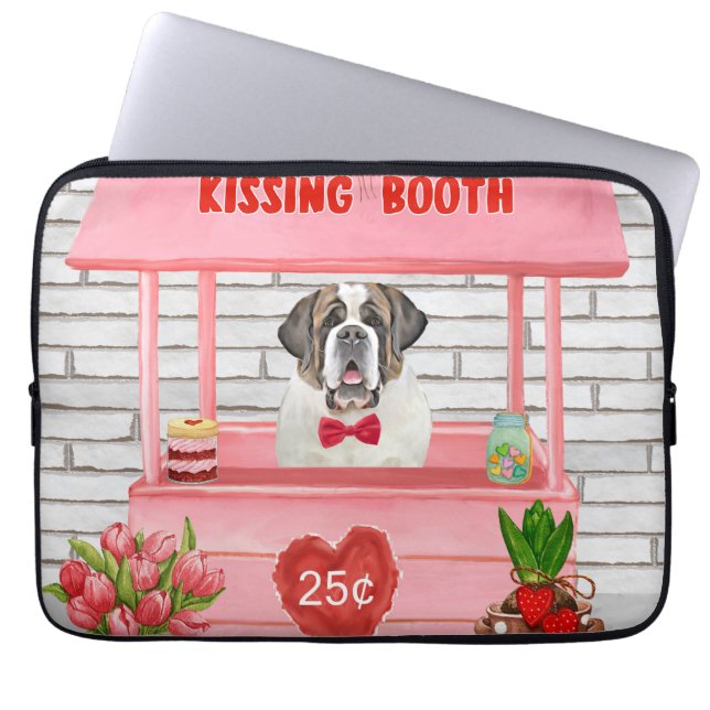 Saint Bernard Hund Valentindagen Kissing Booth Laptop Fodral (Framsidan)